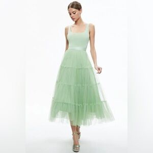 Alice + Olivia Chara Pistachio Green Tulle Dress